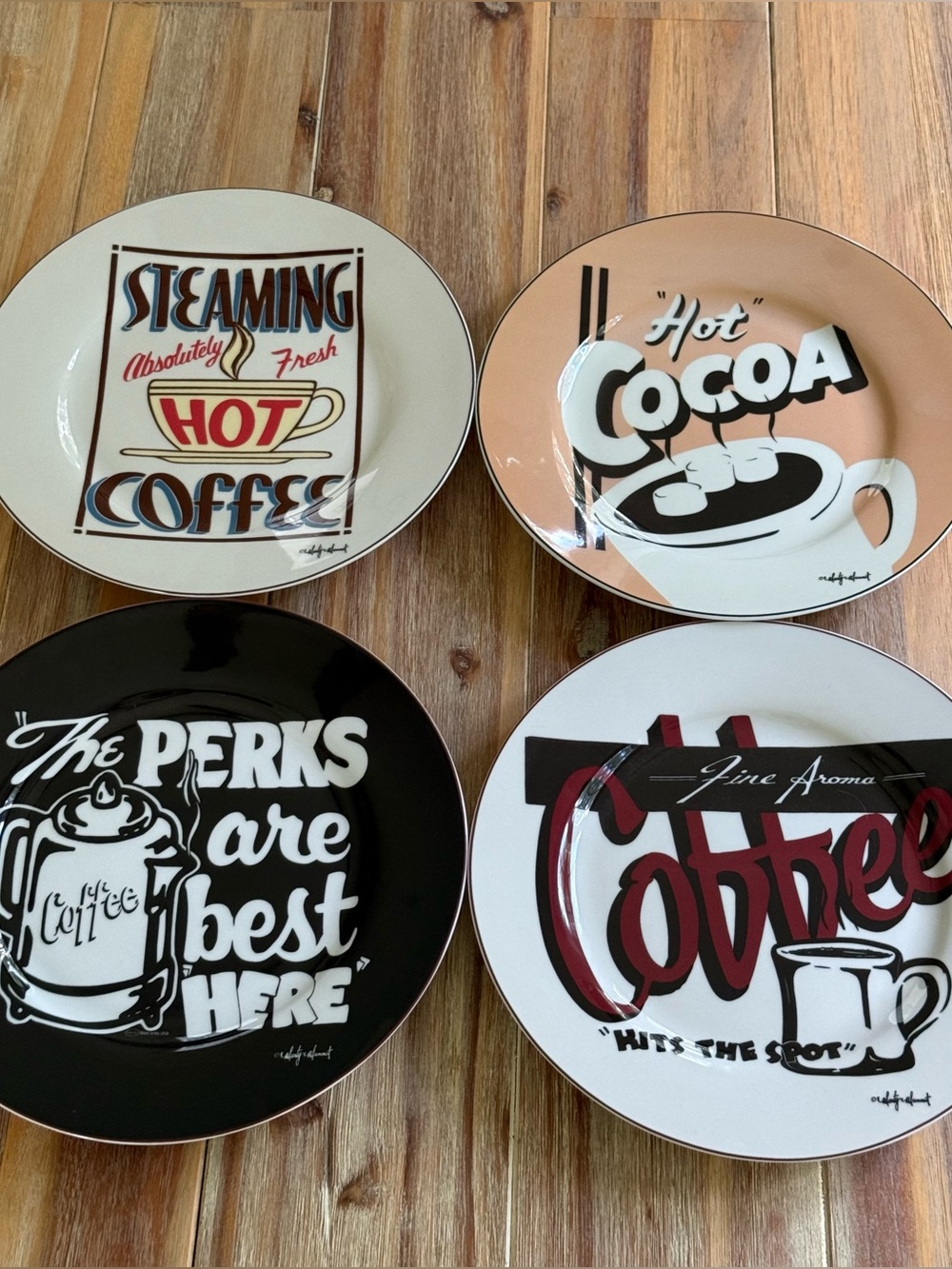Vintage Style Coffee & Cocoa Decorative Plate Set - Mixed Colors